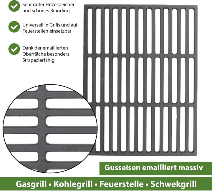 TRUTZHOLM Grillrost 45x30 cm rechteckig emailliert Rost Grillgitter Gusseisen Grillplatte