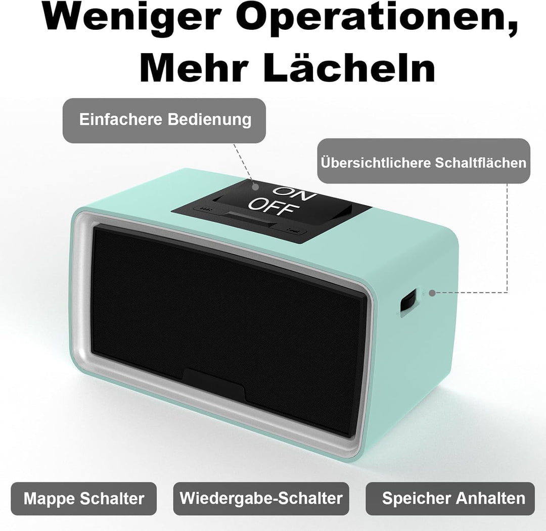 Einfacher Musikplayer für Senioren mit Demenz - Einfacher Hörbuchplayer mit 32GB TF-Karte &amp; Reader(B