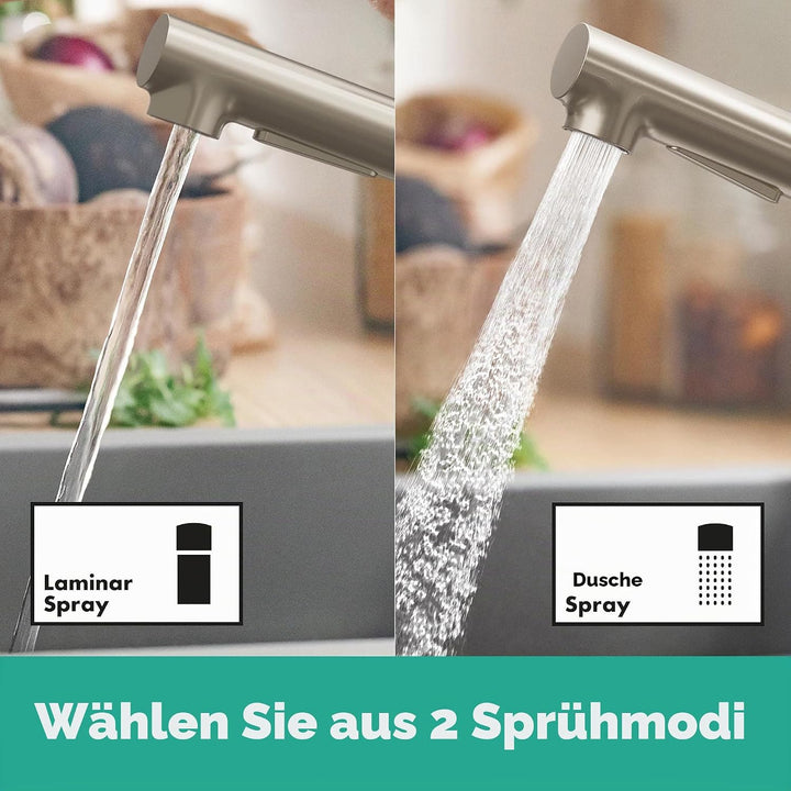 hansgrohe Zesis M33 - Küchenarmatur mit Brause ausziehbar, 2 Strahlarten, Wasserhahn Küche mit Ausla