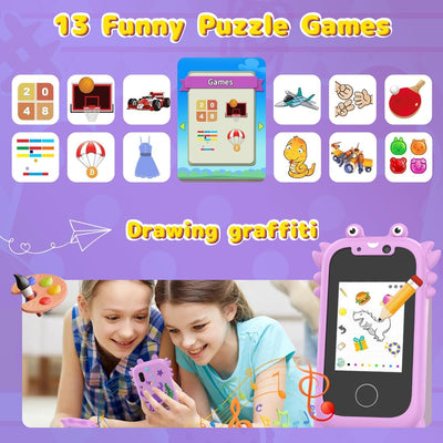 Ashfly Kinder Handy, 2,4“ Kinder Smartphone Touchscreen Telefon Spielzeug Handy mit 1080 HD Dual-Kam