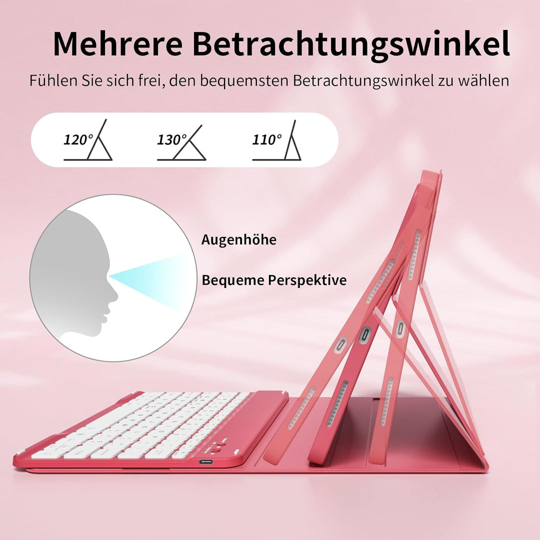 Hülle mit Tastatur für iPad A16 11/10 Generation (2025/2022, 11/10.9 Zoll) mit Stifthalter, Magnetis