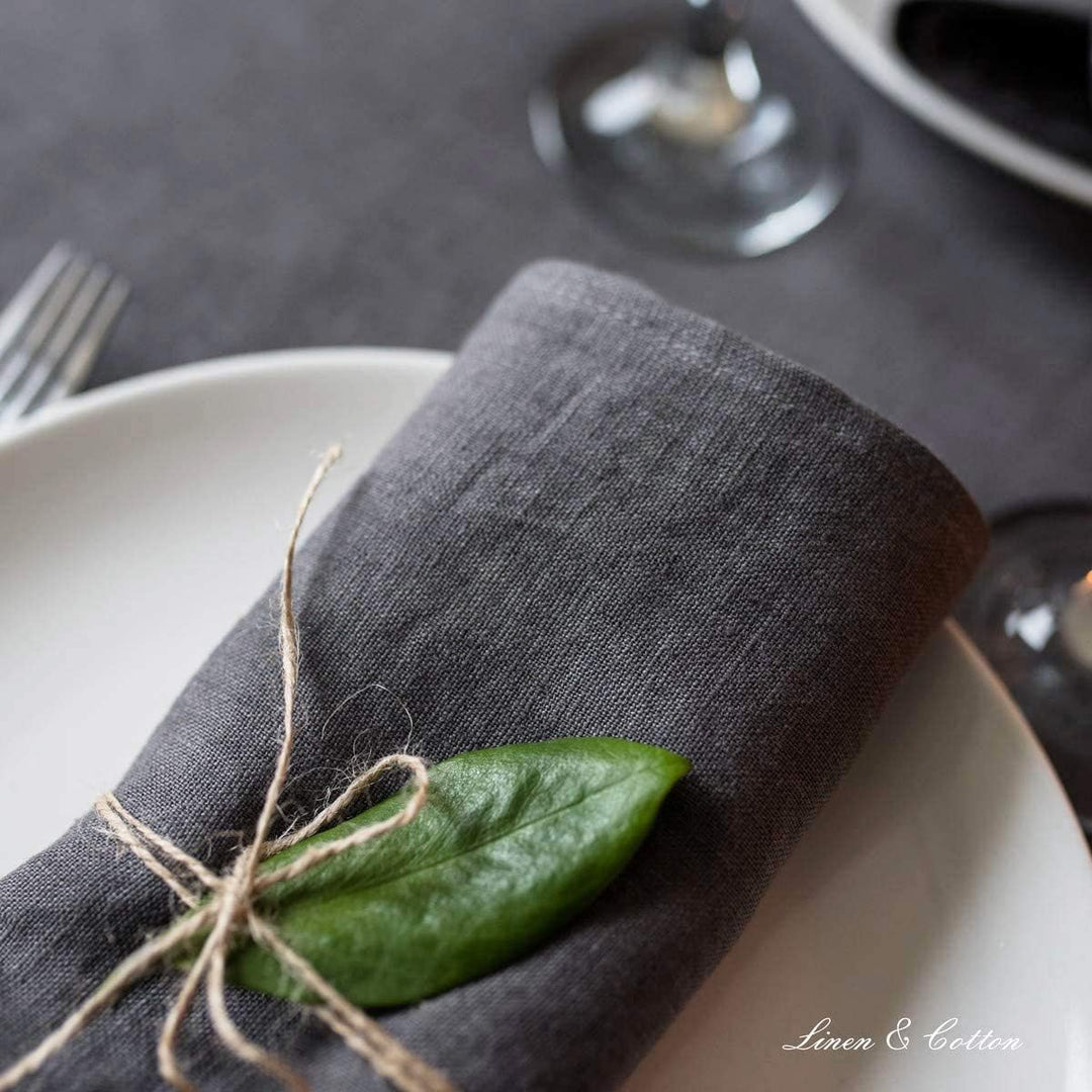 Linen & Cotton Hochwertige 4 x Stoffservietten/ Servietten Stoff/ Leinenservietten Hygge -100% Leine