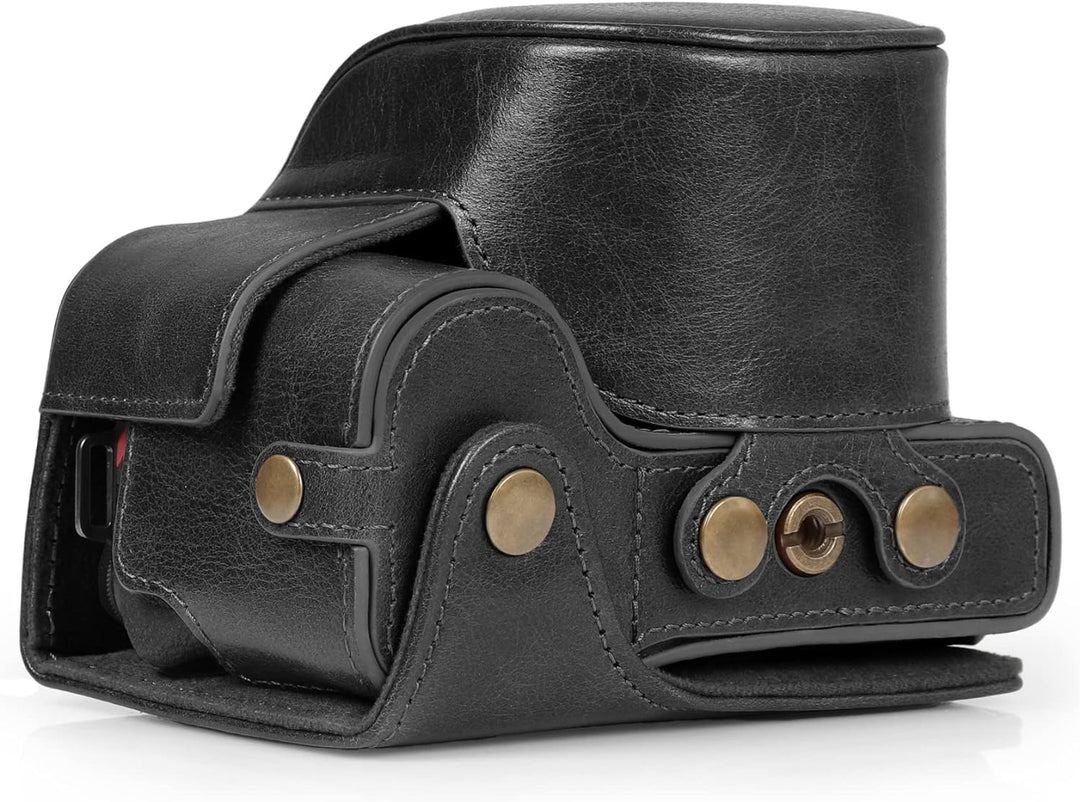 MegaGear Ever Ready Kameratasche aus echtem Leder, kompatibel mit Nikon Z30 (Schwarz), Schwarz
