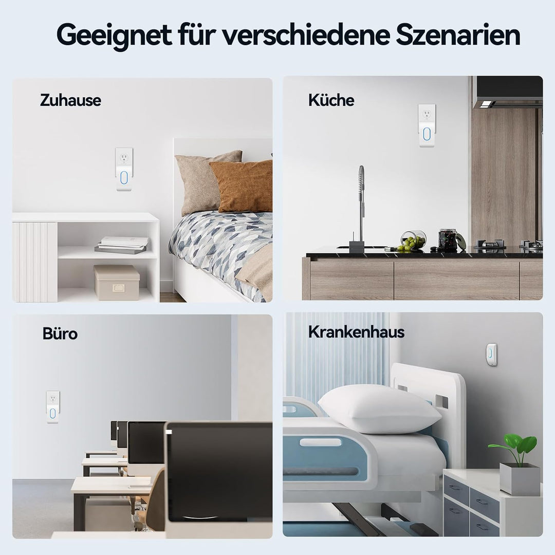 TECKNET Türklingel IP65 Funkklingel Aussen Wasserdicht | 400m Reichweite, Klingelset mit 1 Sender +