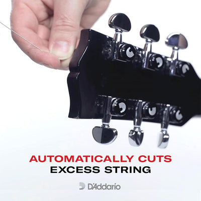 Planet Waves PWAT-6R2 6 (In-Line) Auto-Trim Tuning Machines, Black Finish Schwarz, Schwarz