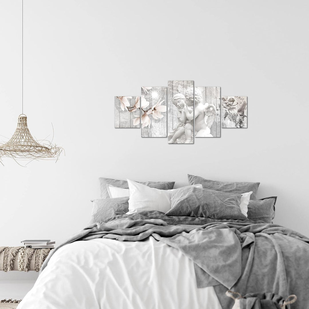 Runa Art Wandbilder Engel Blumen 5 Teilig Bild auf Vlies Leinwand Deko Wohnzimmer Essen Rot 005952c