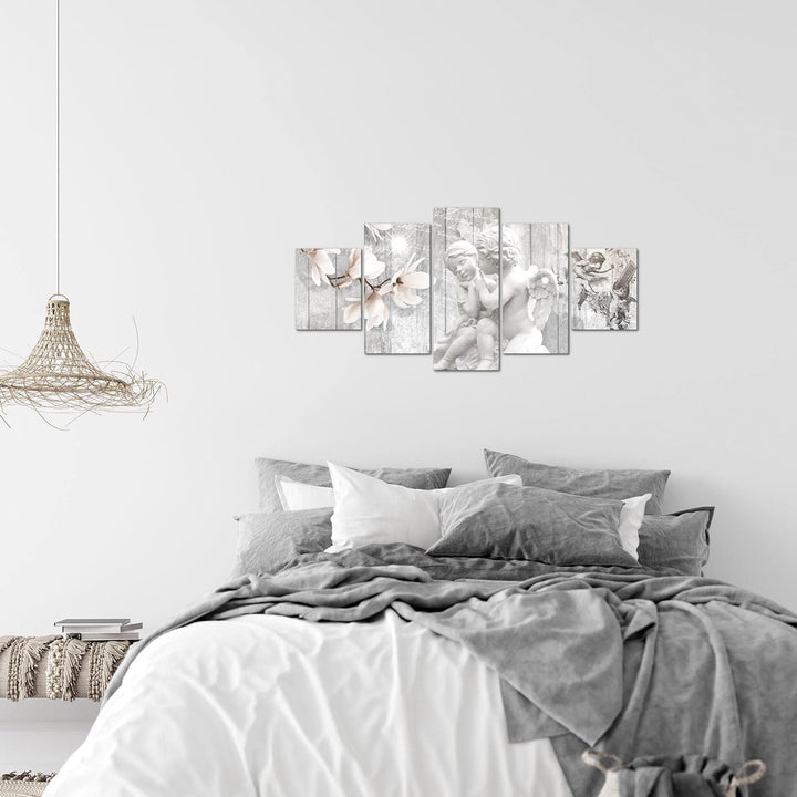 Runa Art Wandbilder Engel Blumen 5 Teilig Bild auf Vlies Leinwand Deko Wohnzimmer Essen Rot 005952c