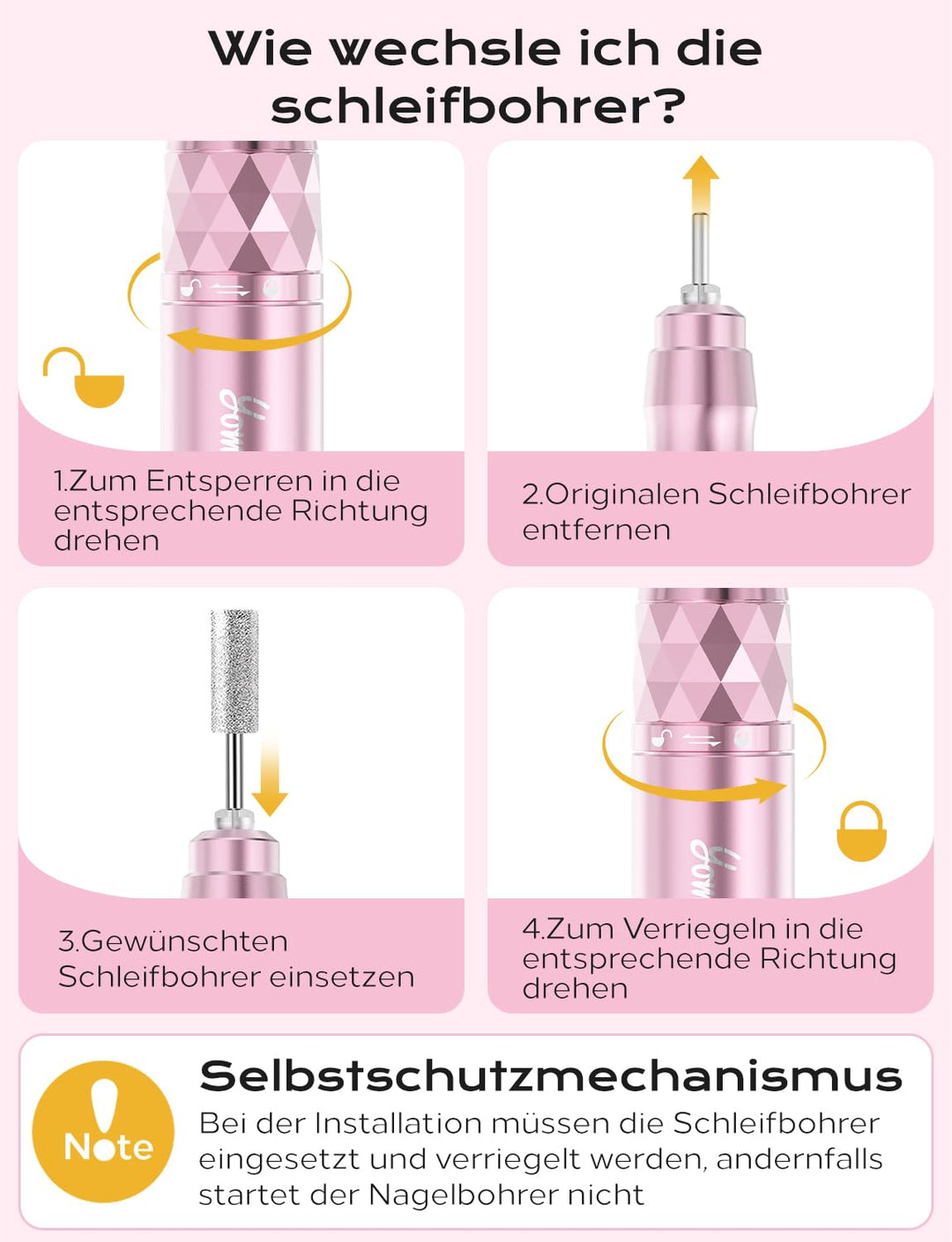 Nagelfräser professionell set 45000 RPM Tragbare Elektrische nagelfräser 10H+Batterielebensdauer Wie