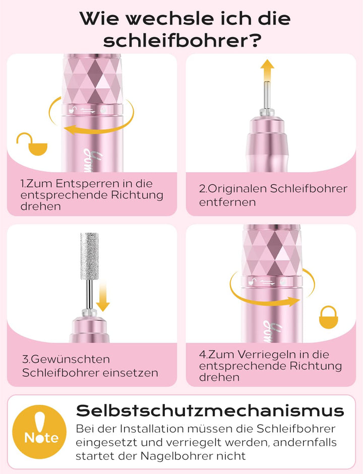 Nagelfräser professionell set 45000 RPM Tragbare Elektrische nagelfräser 10H+Batterielebensdauer Wie