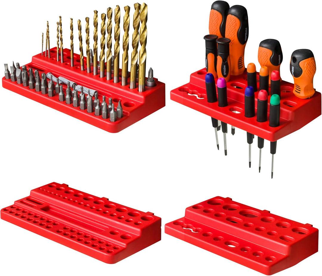 botle® 26 Stapelboxen + Wandregal + Werkzeughalter 26 Box erweiterbar Sichtlagerkästen Schüttenregal