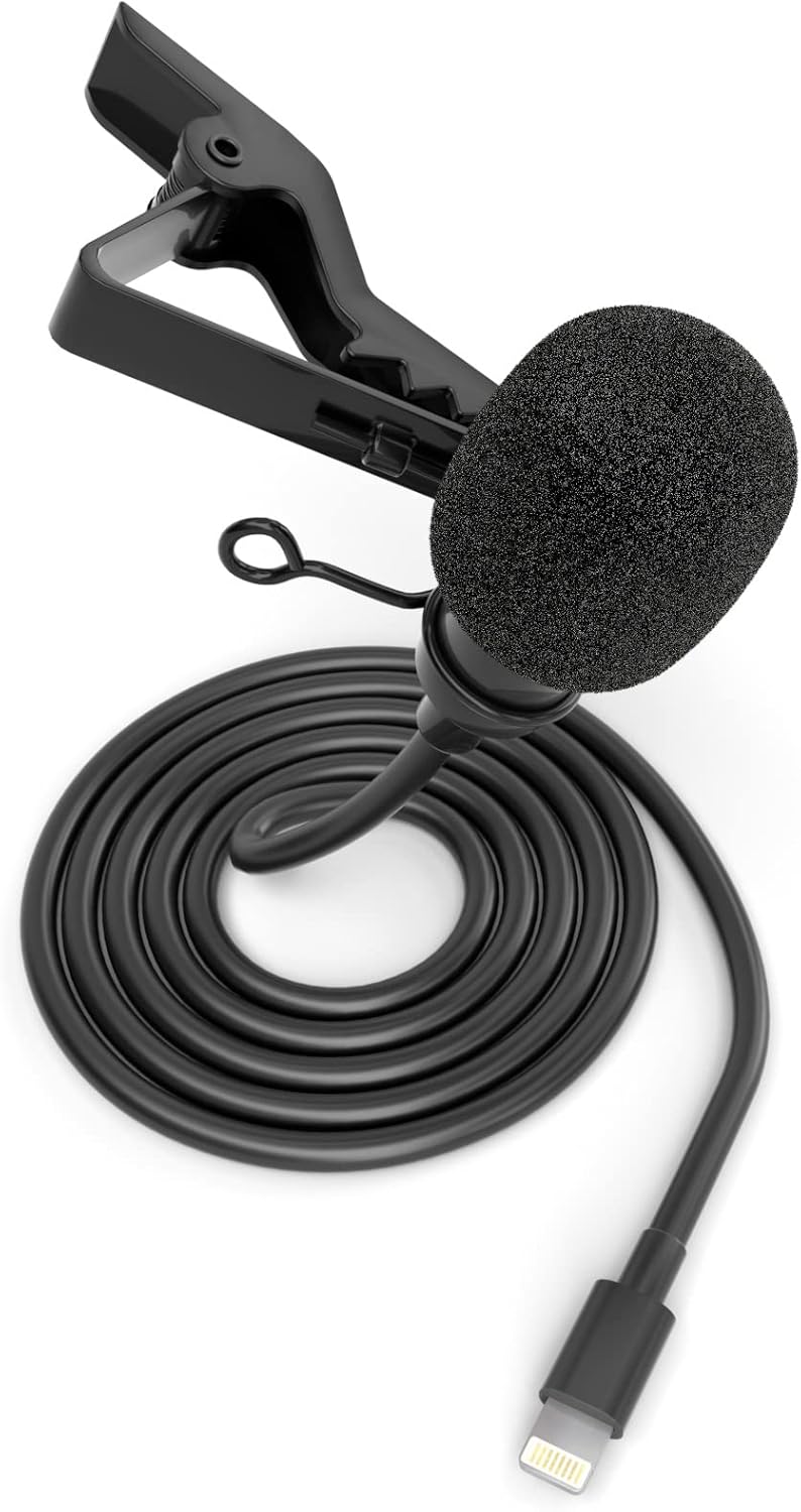 ayex Lavalier Mikrofon Kompatibel mit iPhone Kompatibel mit iPad Windschutz und Klemme perfekt für I