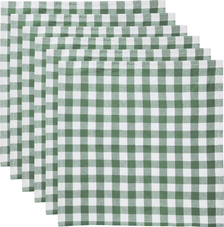 REDBEST Servietten, Stoffserviette 6er- Pack Landhaus karo Nashville grün Grösse 50x50 cm - strapazi