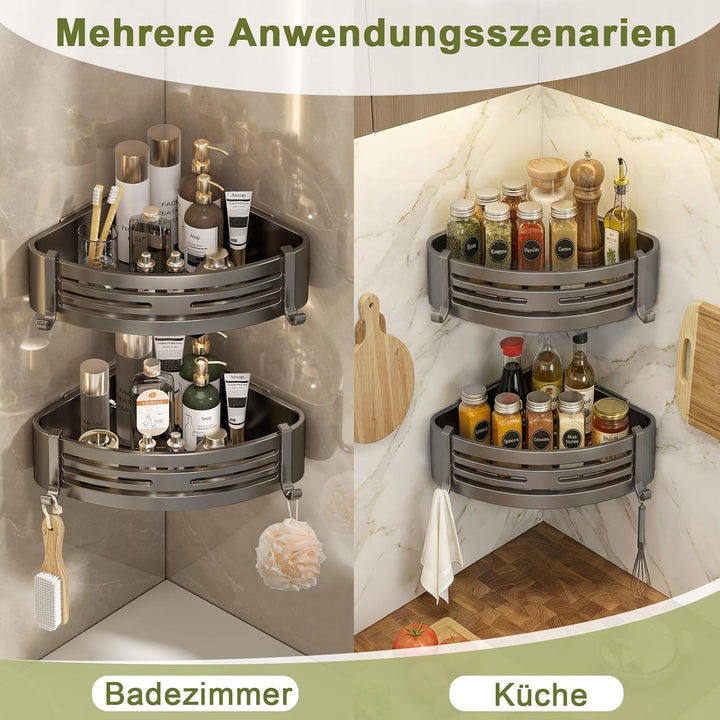 Sufdari Duschablage Ohne Bohren Ecke, Wasserdichter und Rostfreier Duschregal, Badezimmer Regal Orga