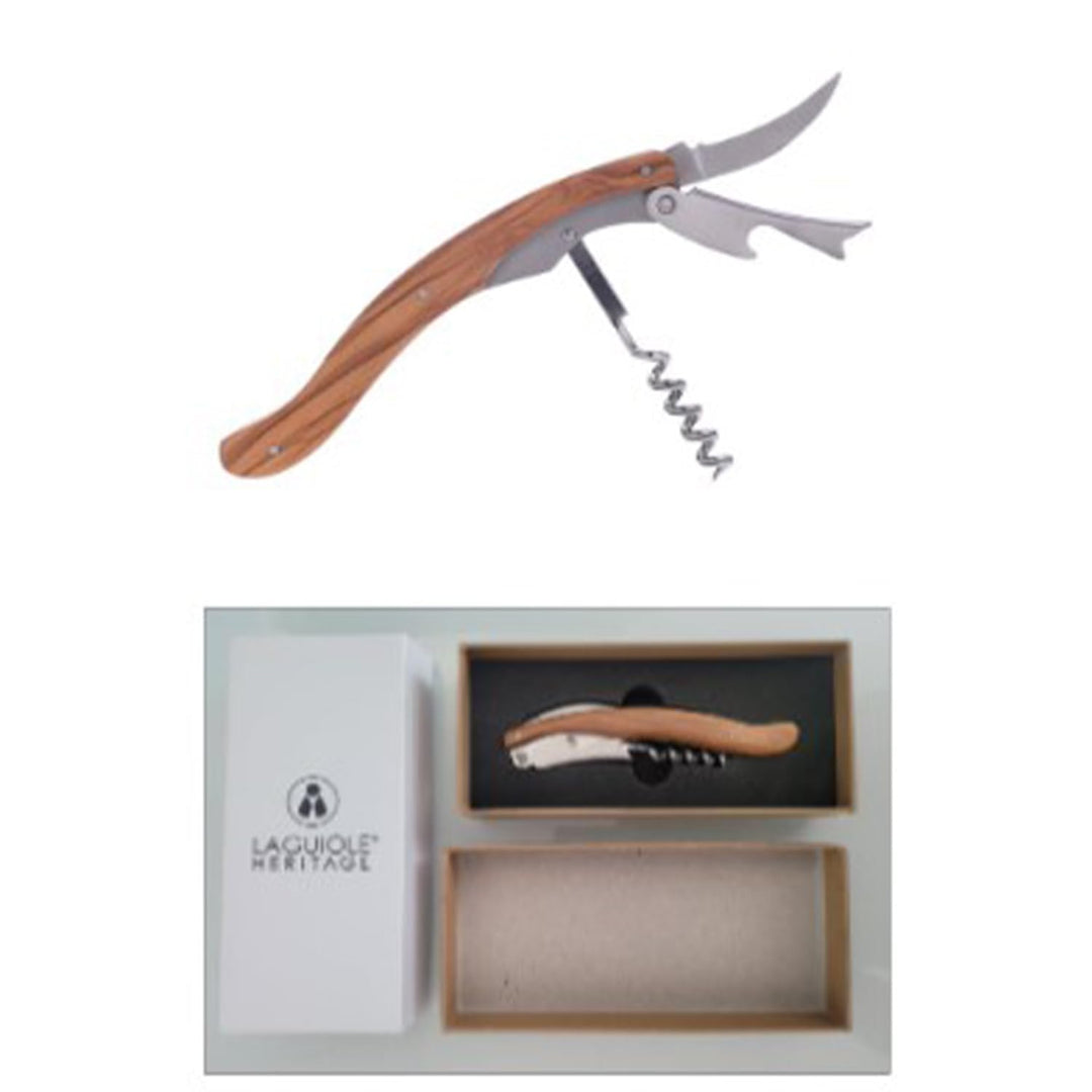 Laguiole Heritage Sommeliermesser 3-in-1 – Kellnermesser mit Korkenzieher, Kapselschneider & Flasche