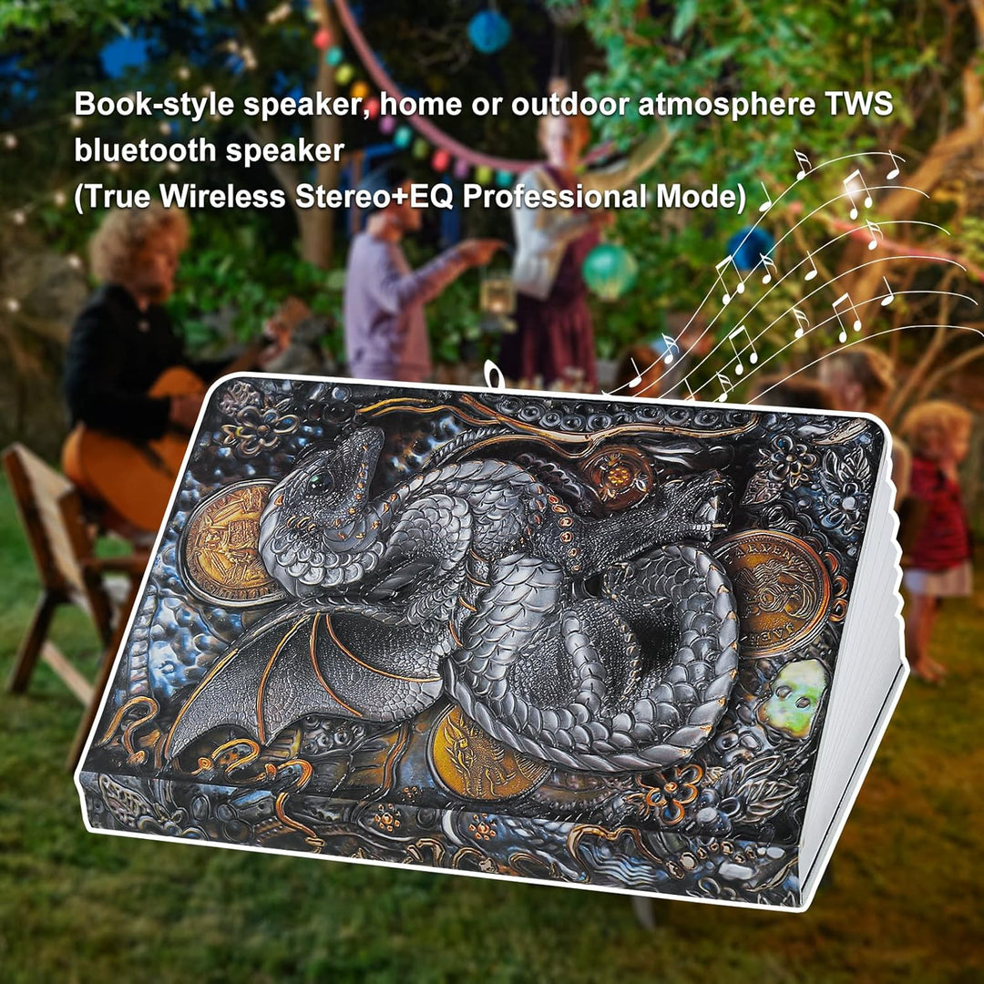QXMGCBOK 3D Drachen geformte Relief Bluetooth Buch Lautsprecher, Nachtlicht, 3W tragbare drahtlose B
