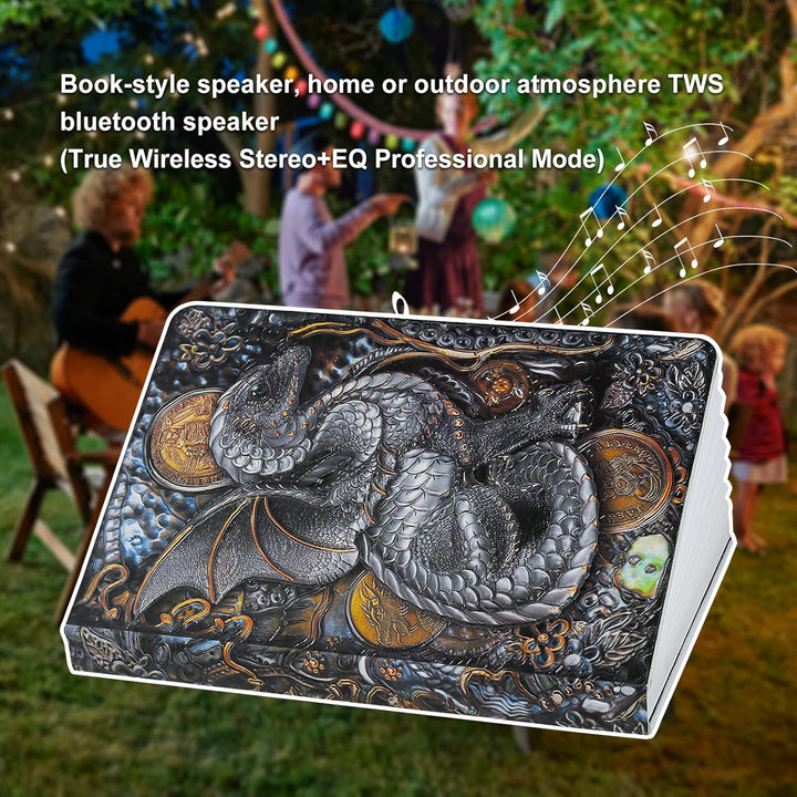 QXMGCBOK 3D Drachen geformte Relief Bluetooth Buch Lautsprecher, Nachtlicht, 3W tragbare drahtlose B