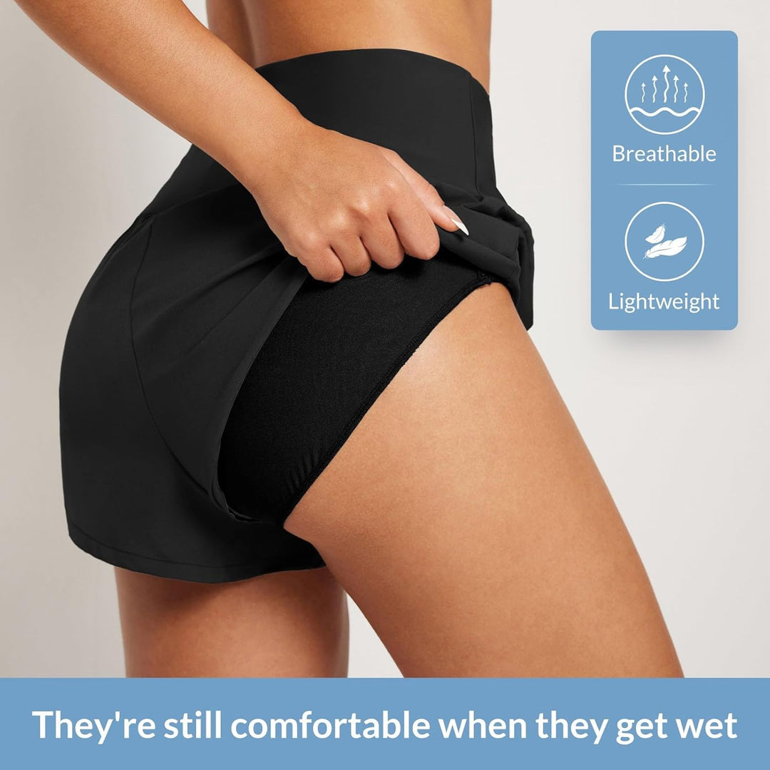 baleaf Damen Badeshorts Bauchkontrolle UPF50+ Badehose Schnell Trocknend Schwimmhose Hohe Taille Boa