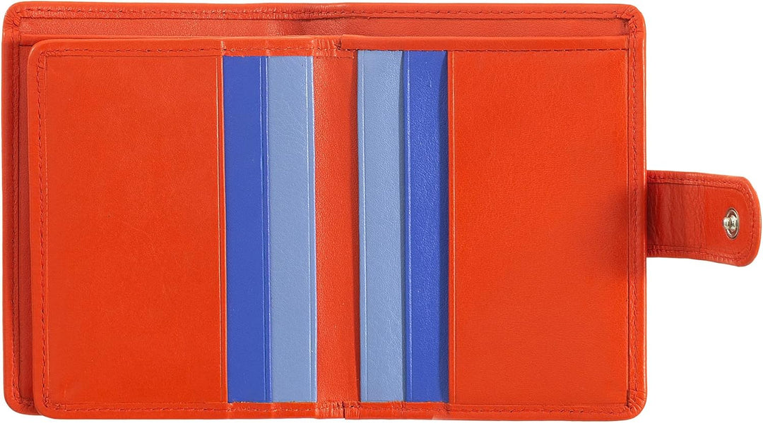 DUDU Damen Geldbörse aus echtes Leder, kleines Leder RFID-Kartenetui mit Reissverschluss, Münzfach,