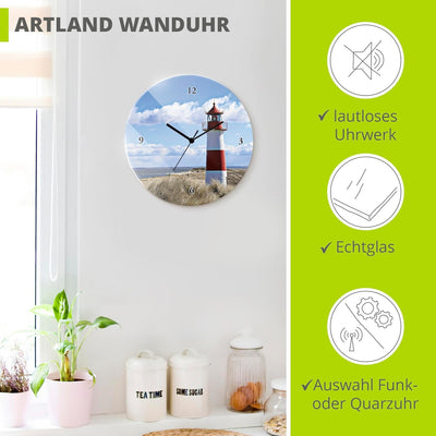 ARTLAND fotopro: Leuchtturm Sylt, Uhrwerk:Funkuhr, Grösse | BxH:Ø 30 cm Leuchtturm Funkuhr, Leuchttu