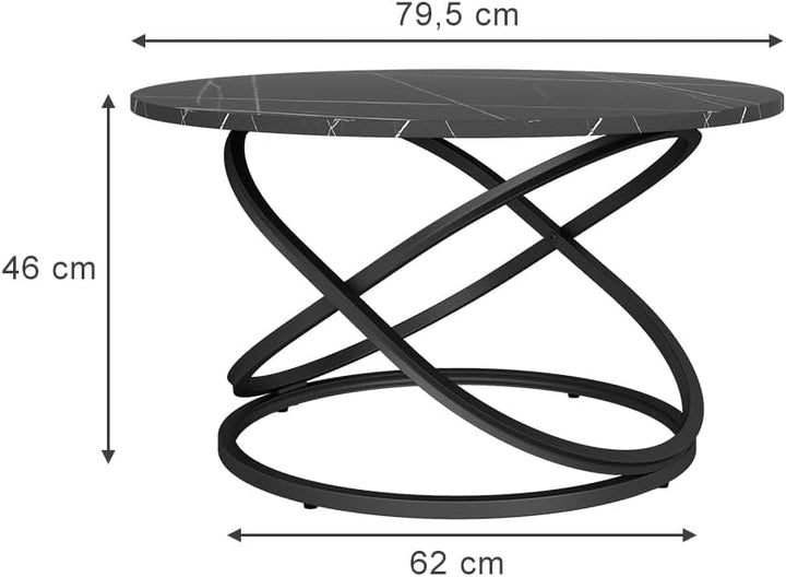 Vicco Couchtisch Calgary, Schwarz/Schwarzer Marmor, 79.5 x 46 cm mit grosse Arbeitsfläche, Schwarz