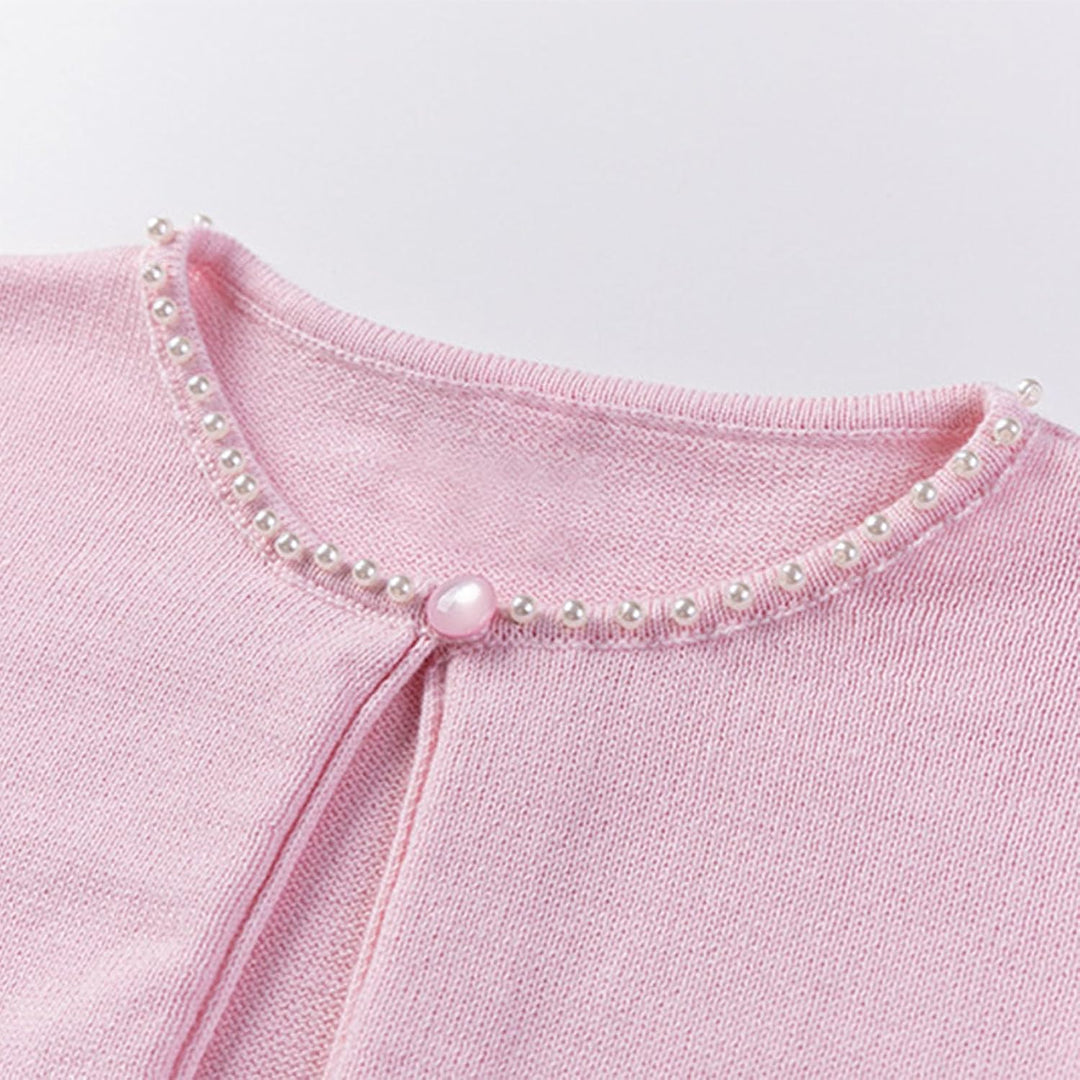 Strickjacke Mädchen Kinder Basic Bolero Kommunion Cardigan Bolero Jäckchen Lange Ärmel Mädchen #10 P