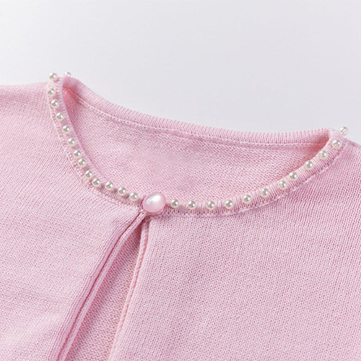 Strickjacke Mädchen Kinder Basic Bolero Kommunion Cardigan Bolero Jäckchen Lange Ärmel Mädchen #10 P