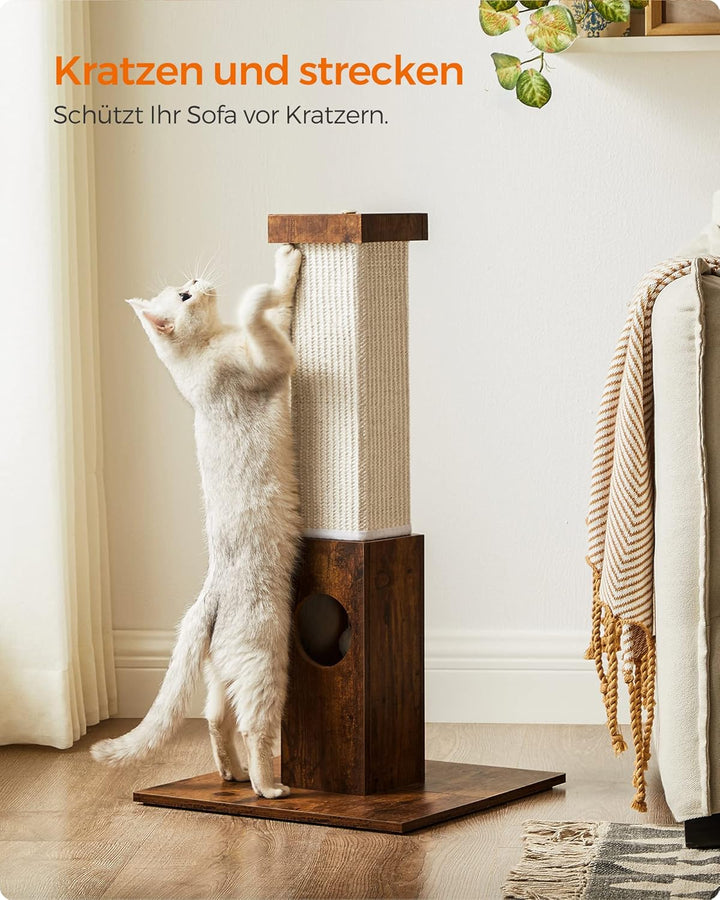 Feandrea Kratzbaum, Kratzstamm, Katzenbaum, 10 cm Dicker Stamm, Kratzsäule aus natürlichem Sisalseil