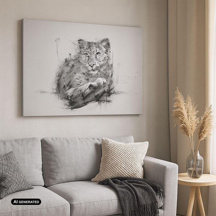 Bilder auf Leinwand 100x70cm Leinwandbild mit Rahmen Tier Abstraktion Gross Wanddeko Bild Schlafzimm