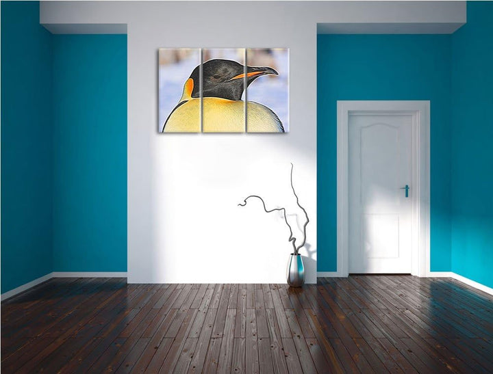 prachtvoller Kaiserpinguin NewArt 3-Teiler Leinwandbild 120x80 Bild auf Leinwand, XXL riesige Bilder