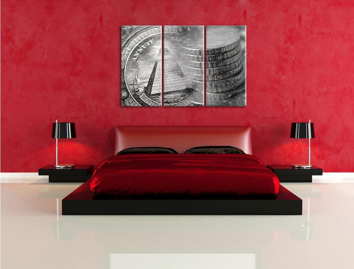 Pixxprint Illuminati Pyramide als Leinwandbild/Grösse: 3 Teilig (120x80) cm/Wandbild/Kunstdruck/fert