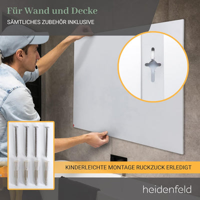 Heidenfeld Infrarotheizung HF-HP130 | 𝟭𝟬 𝐉𝐀𝐇𝐑𝐄 𝐆𝐀𝐑𝐀𝐍𝐓𝐈𝐄 - 1000 Watt - Bis 25.0 m² - Infrarot Heizkör