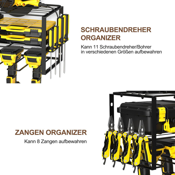 smusei Werkzeugspeicher Wandhalterung, 3 Ebenen Metall Werkzeughalter Werkstatt Organizer, Professio
