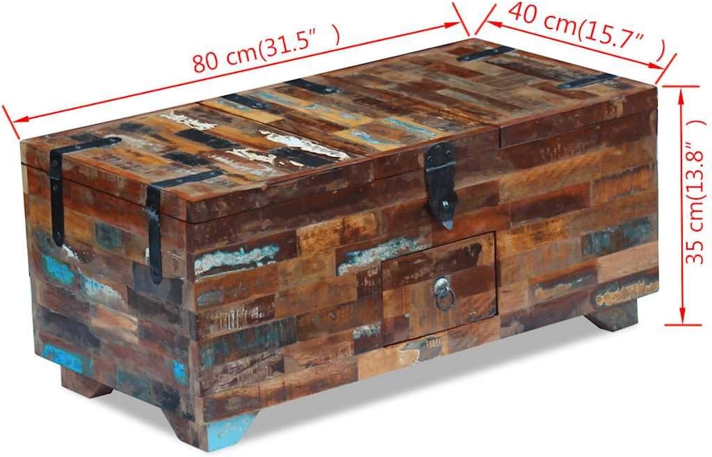 vidaXL Massivholz Couchtisch Truhe Beistelltisch Sofatisch Aufbewahrung Antik Mehrfarbig, Mehrfarbig