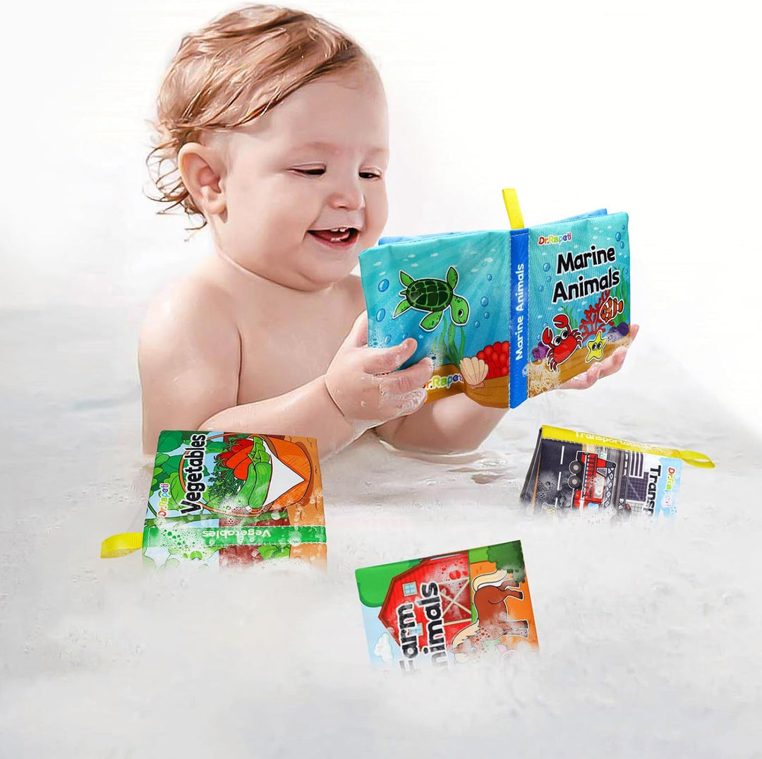 Dr.Rapeti 8 Stück Stoffbuch für Babys, Baby Soft Tuchbuch, Baby Pädagogisches Spielzeug, Vorschulspi