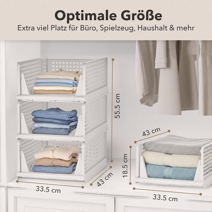 Ally Maison® Schrank Organizer 3er Set (Faltbar & Stapelbar) – Kleiderschrank Organizer Boxen, platz