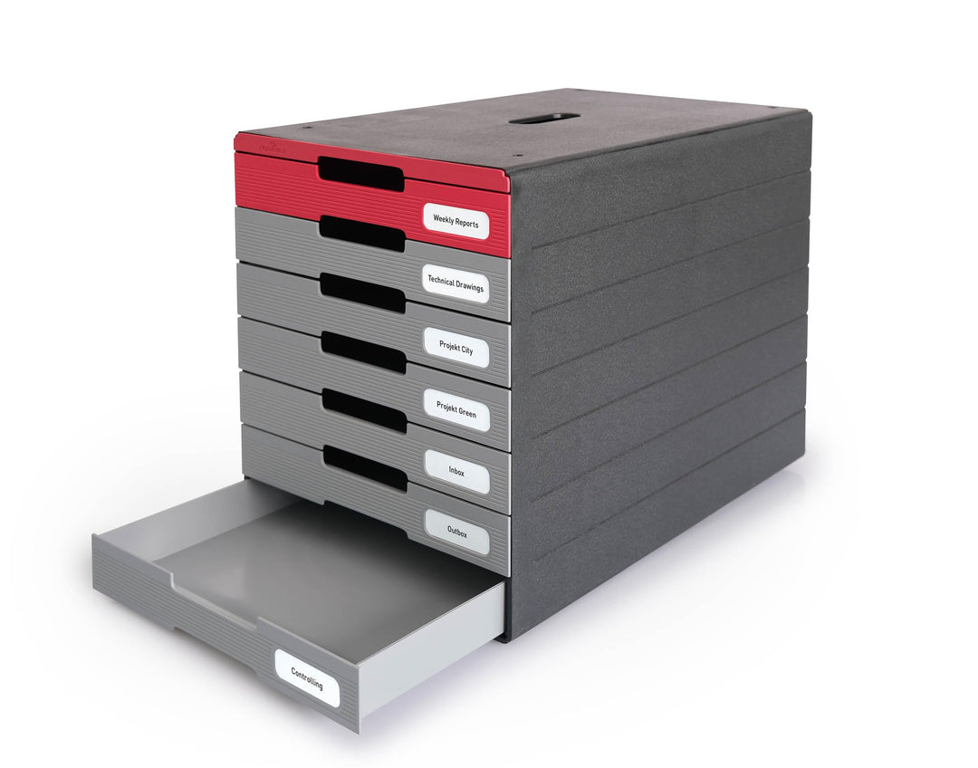 Durable Schubladenbox (Idealbox Pro) 7 Fächer, rot, 776303, Rot