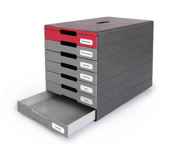 Durable Schubladenbox (Idealbox Pro) 7 Fächer, rot, 776303, Rot