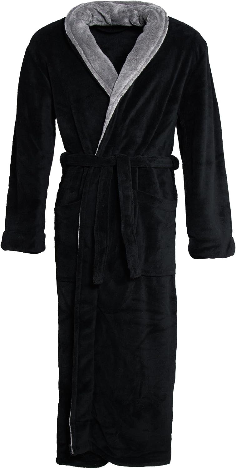 CelinaTex Nevada Bademantel Damen Herren L schwarz anthrazit Mikrofaser Saunamantel Coral Fleece Mor