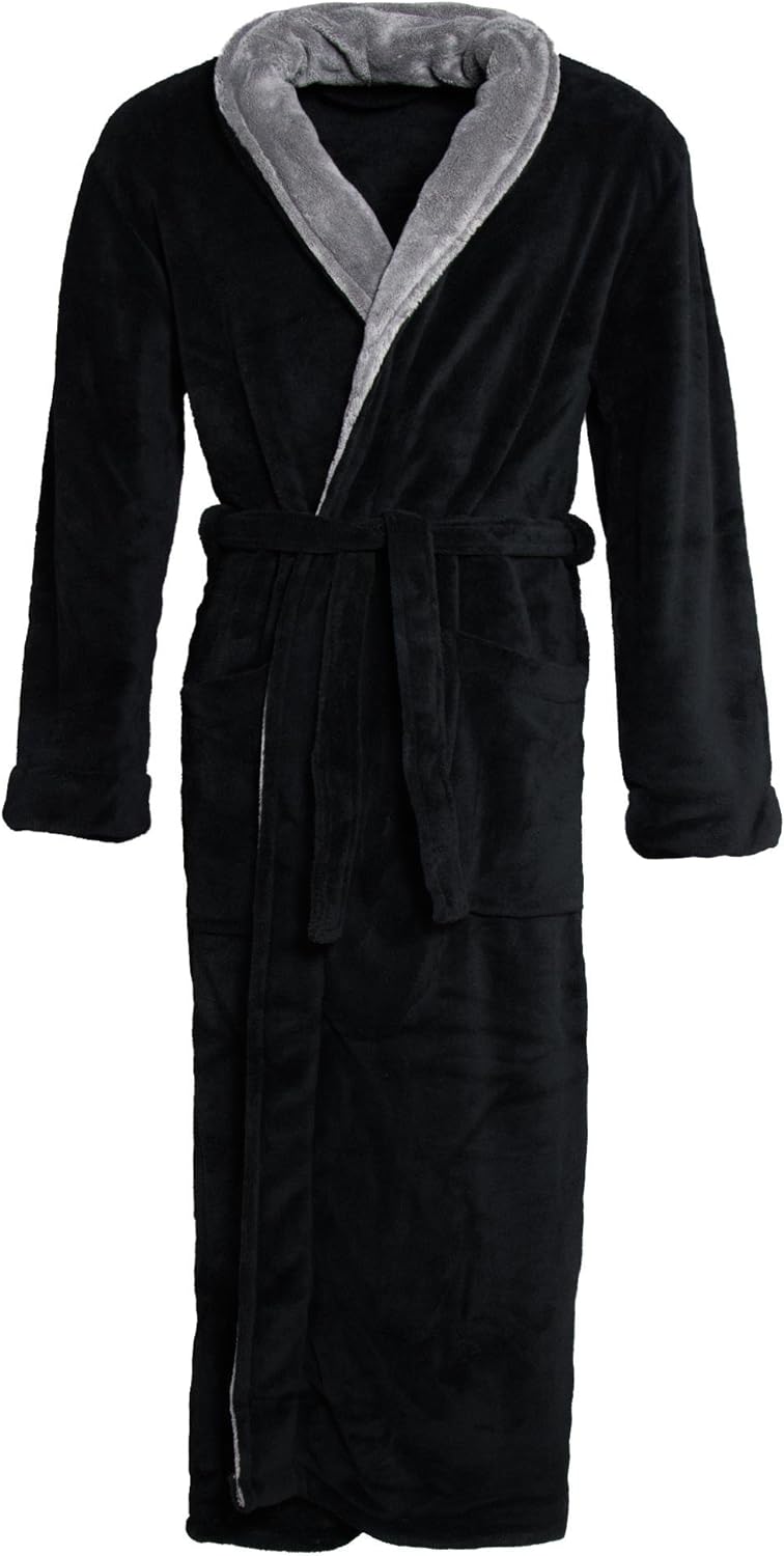 CelinaTex Nevada Bademantel Damen Herren XXL schwarz anthrazit Mikrofaser Saunamantel Coral Fleece M