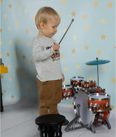 Schlagzeug für Kinder XL Bass 4 Trommeln Becken Hocker Drumsticks Drum-Set 22464