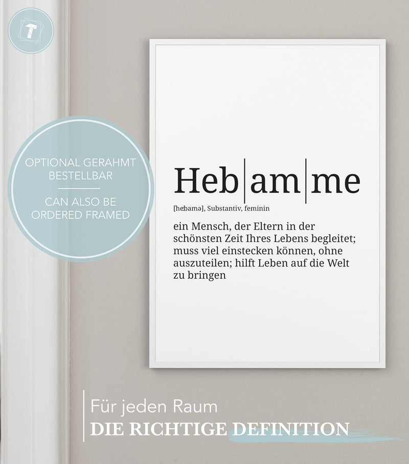 Papierschmiede® Definition: Hebamme, DIN A1 (59x84 cm), XXL Poster für Wohnzimmer, Schlafzimmer, Küc