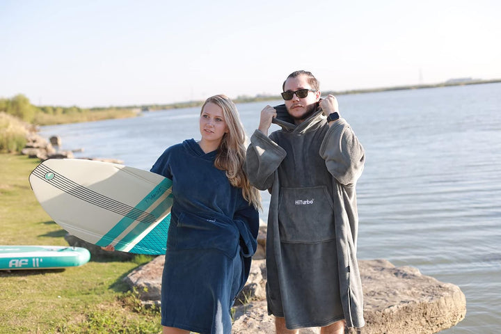 Hiturbo Bademantel, Damen Herren Robe, Unisex, Einheitsgrösse, Warmer Weicher Fleece Mogenmantel mit