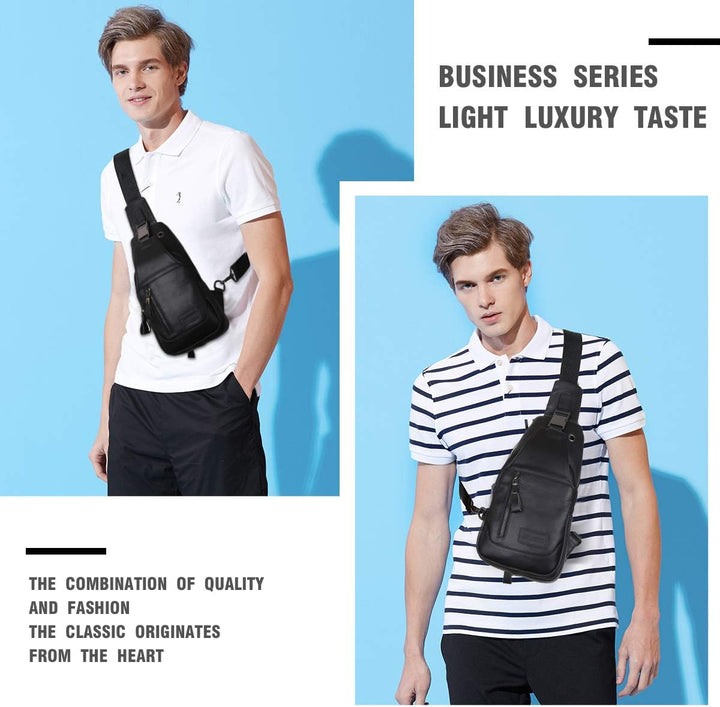 Leathario Brusttasche, Umhängetasche, Herren, echtes Leder, Schultertasche, Sporttasche, Freizeittas