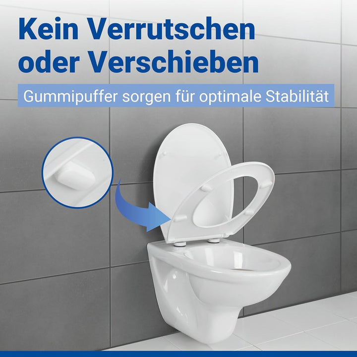 WENKO Premium WC-Sitz Kos Weiss, Toilettendeckel mit Absenkautomatik und Fix-Clip Hygiene Befestigun