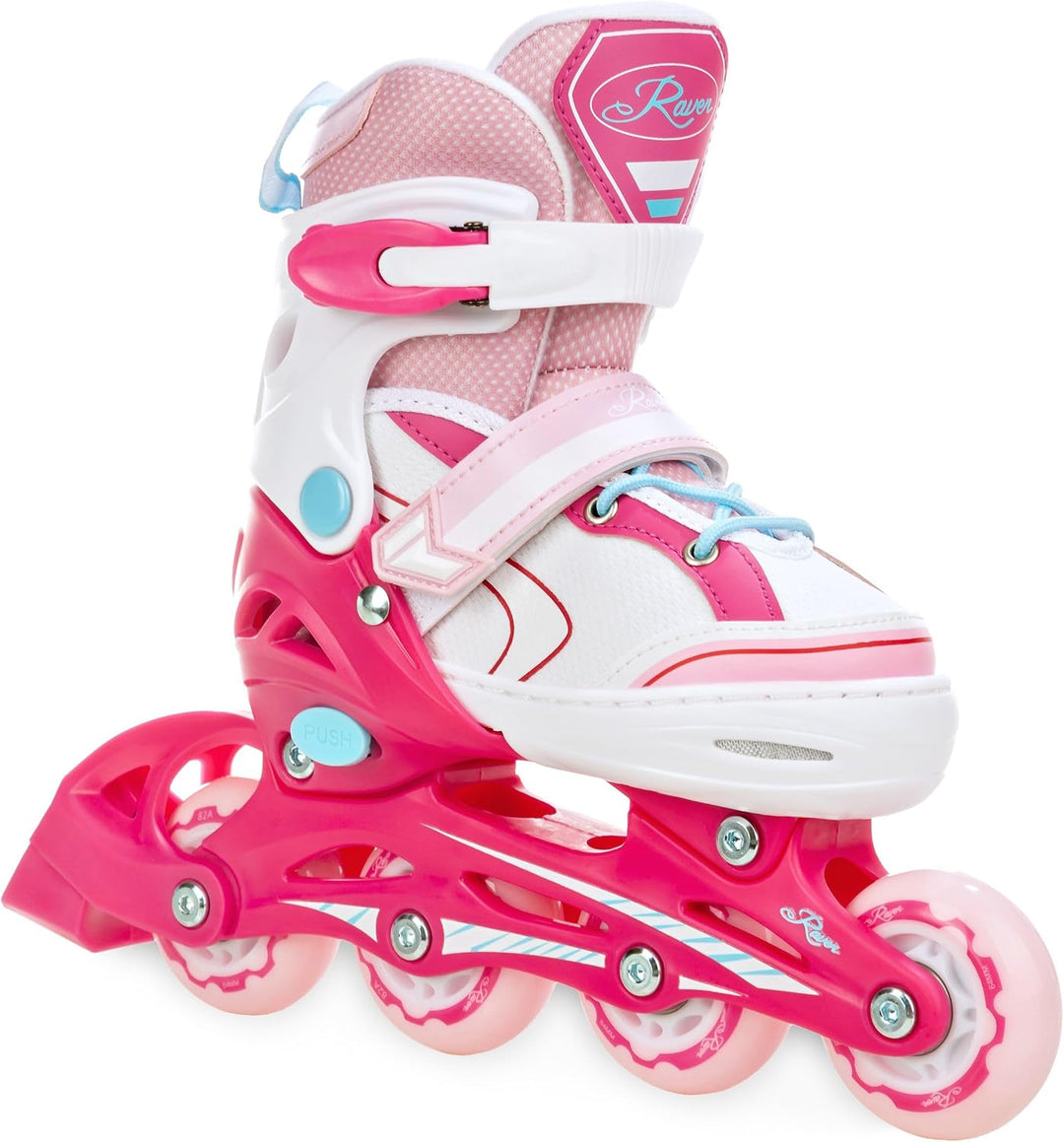 Kinder Inline Skates Inliner Raven Lia verstellbar mit LED Leuchtrad 30-33 (18-20,5cm) Raven Lia Pin