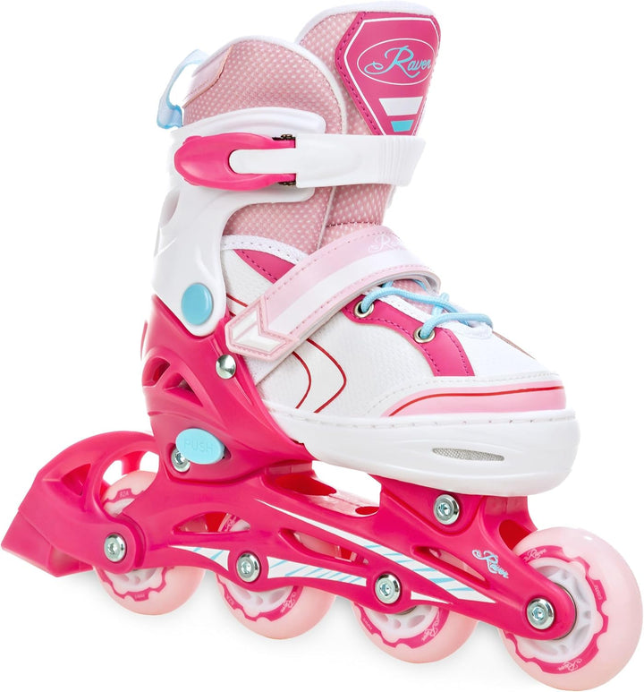 Kinder Inline Skates Inliner Raven Lia verstellbar mit LED Leuchtrad 30-33 (18-20,5cm) Raven Lia Pin