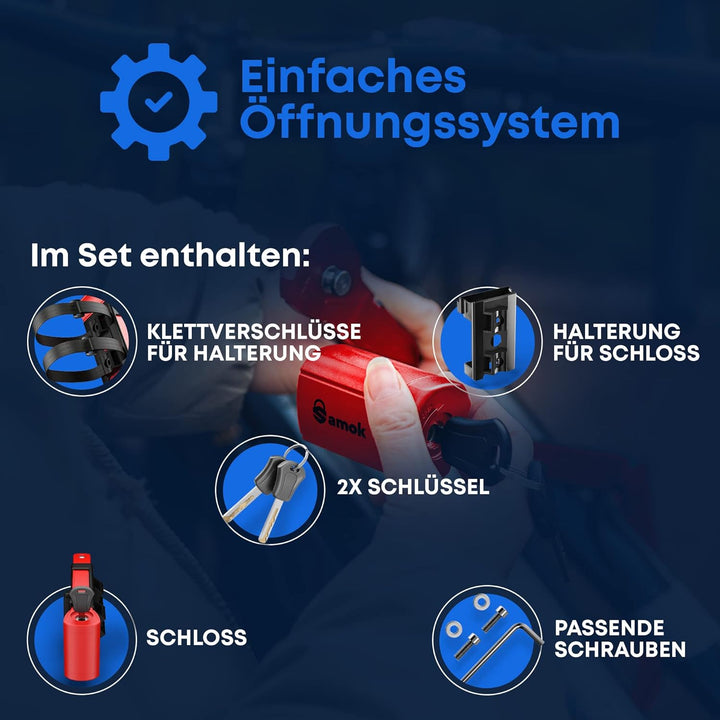Samok® Fahrradschloss Faltschloss 120cm lang inkl. Halterung - Fahrrad Stahl Schloss faltbar mit Sch