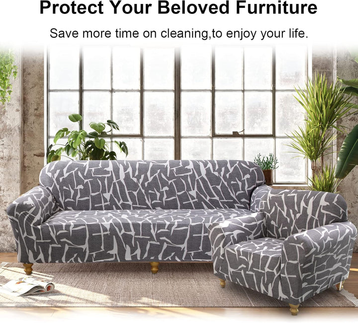 Jaotto Sofabezug 2 Sitzer Elastischer Stretch Spandex Sofa Überwürfe Sofahusse Antirutsch Waschbar S