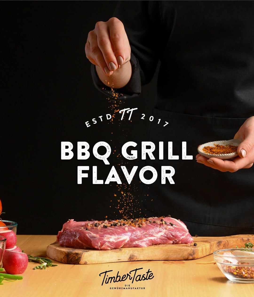 TIMBER TASTE® Grill Gewürze Geschenkset Frauen & Männer | 5 erlesene BBQ Grillgewürze inkl. Rezepte