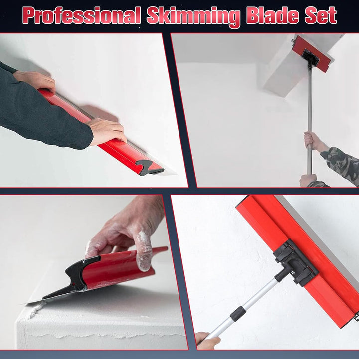 Flächenspachtel Set Professionell – (300mm+500mm+800mm ）Spachtelwerkzeug Set mit Teleskopstiel & Auf